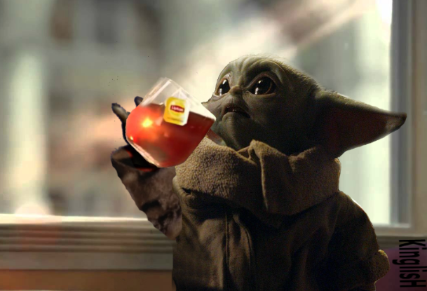 High Quality Drink the Tea Baby Yoda Blank Meme Template