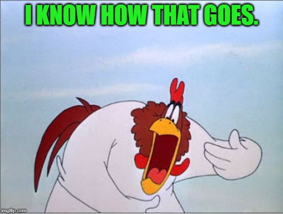 foghorn | I KNOW HOW THAT GOES. | image tagged in foghorn | made w/ Imgflip meme maker