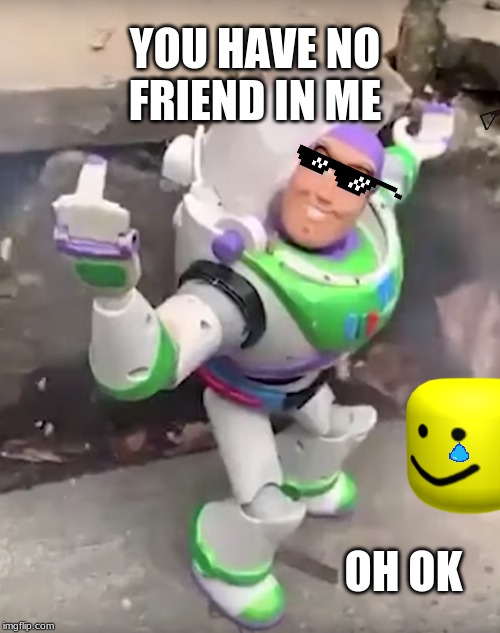 Buzzlightyear lol | YOU HAVE NO FRIEND IN ME; OH OK | image tagged in buzzlightyear lol | made w/ Imgflip meme maker