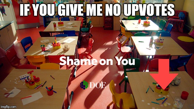 Shame on you | IF YOU GIVE ME NO UPVOTES | image tagged in shame on you,doe road safety,upvote,memes | made w/ Imgflip meme maker