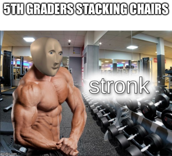 stronks | 5TH GRADERS STACKING CHAIRS | image tagged in stronks | made w/ Imgflip meme maker