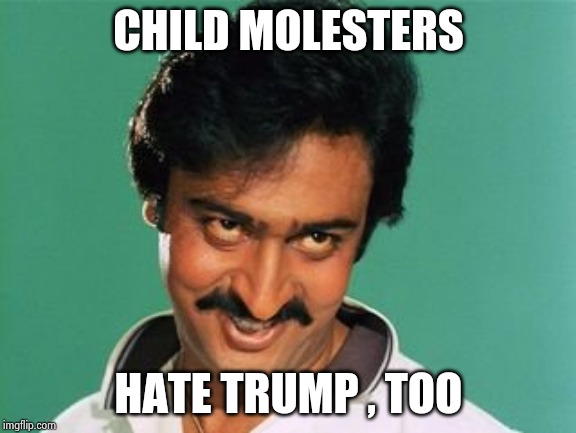 pervert look | CHILD MOLESTERS HATE TRUMP , TOO | image tagged in pervert look | made w/ Imgflip meme maker