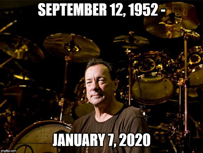 SEPTEMBER 12, 1952 -; JANUARY 7, 2020 | image tagged in music | made w/ Imgflip meme maker