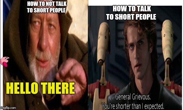 HOW TO NOT TALK TO SHORT PEOPLE; HOW TO TALK TO SHORT PEOPLE; HELLO THERE | made w/ Imgflip meme maker