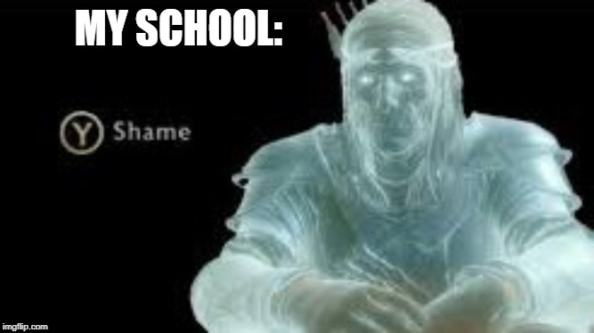 Y (Shame) | MY SCHOOL: | image tagged in y shame | made w/ Imgflip meme maker