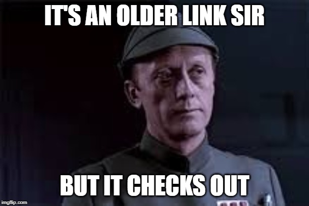 IT'S AN OLDER LINK SIR; BUT IT CHECKS OUT | image tagged in older,checks out,piett,star wars | made w/ Imgflip meme maker