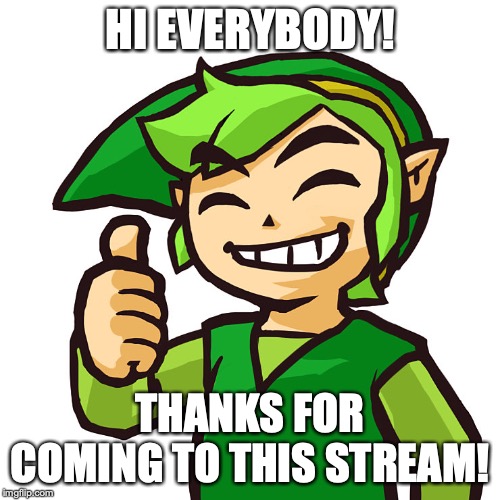 Happy Link |  HI EVERYBODY! THANKS FOR COMING TO THIS STREAM! | image tagged in happy link | made w/ Imgflip meme maker