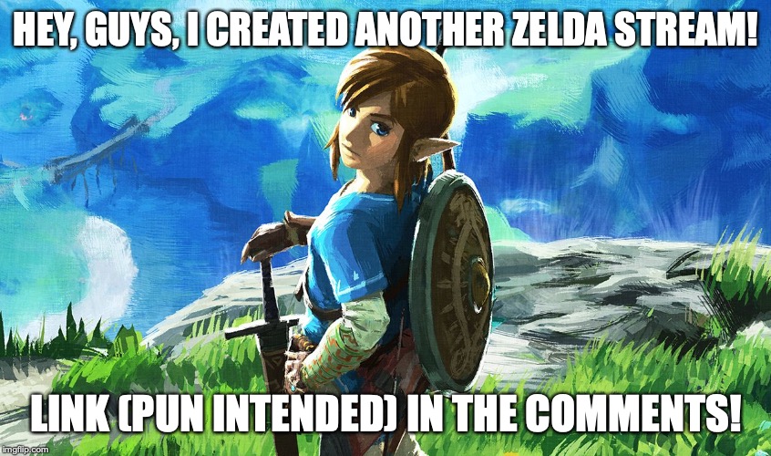 Link | HEY, GUYS, I CREATED ANOTHER ZELDA STREAM! LINK (PUN INTENDED) IN THE COMMENTS! | image tagged in link | made w/ Imgflip meme maker