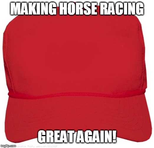 blank red MAGA hat | MAKING HORSE RACING; GREAT AGAIN! | image tagged in blank red maga hat | made w/ Imgflip meme maker