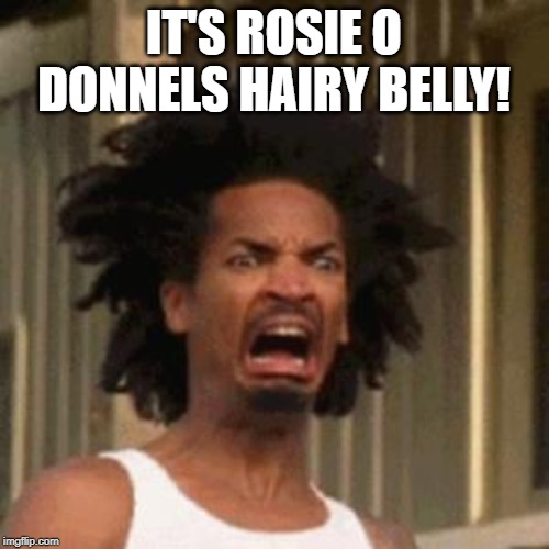 crab man eww | IT'S ROSIE O DONNELS HAIRY BELLY! | image tagged in crab man eww | made w/ Imgflip meme maker