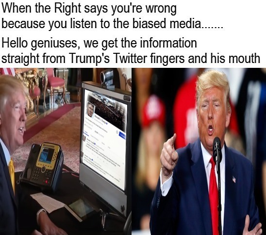 Straight From Trump's Twitter Fingers and Mouth Blank Meme Template