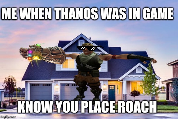 uh | ME WHEN THANOS WAS IN GAME; KNOW YOU PLACE ROACH | image tagged in roach,noob,gat rekted noob | made w/ Imgflip meme maker