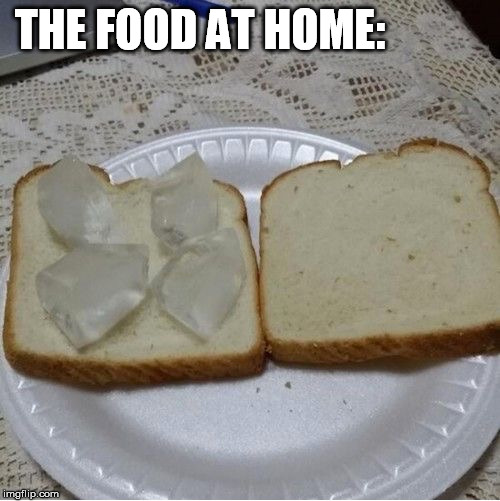 THE FOOD AT HOME: | made w/ Imgflip meme maker