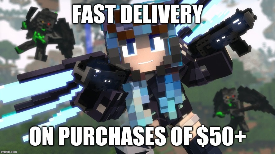 Wings of "Amazon" | FAST DELIVERY; ON PURCHASES OF $50+ | image tagged in rainimator,minecraft,lady azura,wings,amazon | made w/ Imgflip meme maker
