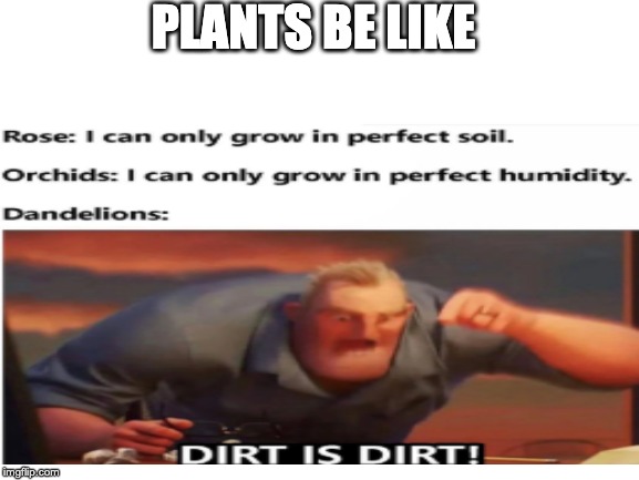 Plants and dirt | PLANTS BE LIKE | image tagged in mr incredible | made w/ Imgflip meme maker