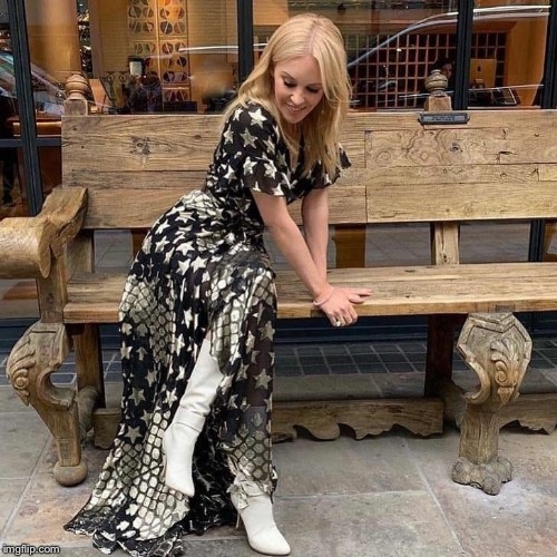 Stylin’ on a bench | image tagged in kylie bench,bench,celebrity,cute,style,dress | made w/ Imgflip meme maker