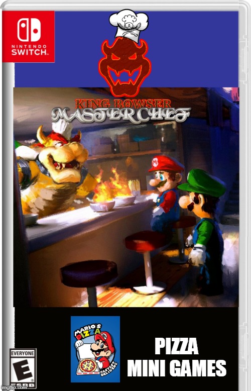 MASTER CHEF BOWSER | PIZZA MINI GAMES | image tagged in super mario,bowser,master chief,nintendo switch,fake switch games,pizza | made w/ Imgflip meme maker