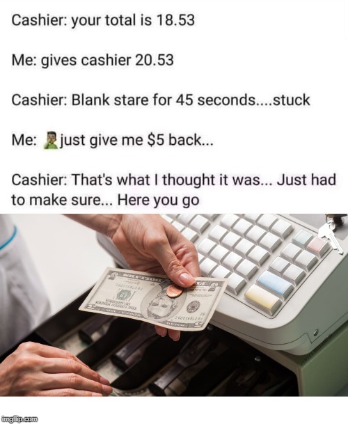 COVELL BELLAMY III | image tagged in cashier confusion | made w/ Imgflip meme maker