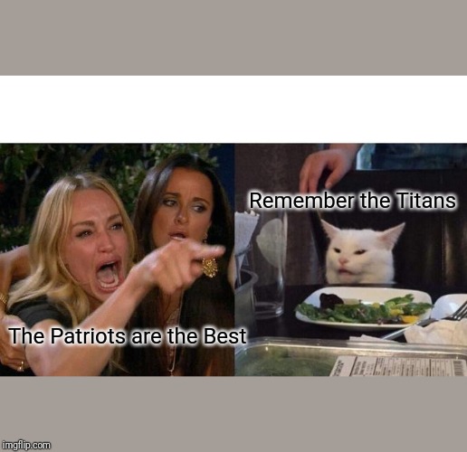 Woman Yelling At Cat Meme | Remember the Titans; The Patriots are the Best | image tagged in memes,woman yelling at cat | made w/ Imgflip meme maker