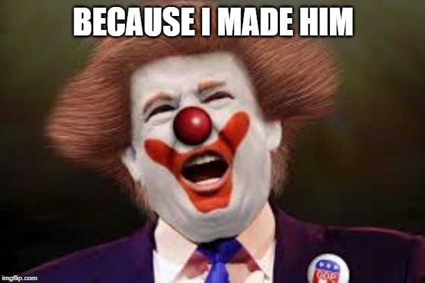 Trump clown | BECAUSE I MADE HIM | image tagged in trump clown | made w/ Imgflip meme maker