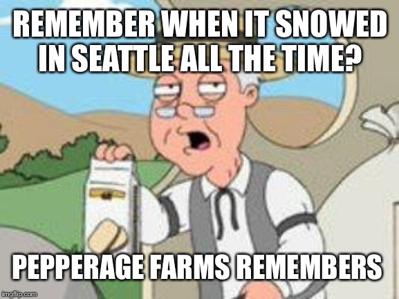Pepperage farms remembers | REMEMBER WHEN IT SNOWED IN SEATTLE ALL THE TIME? PEPPERAGE FARMS REMEMBERS | image tagged in pepperage farms remembers,snow,seattle | made w/ Imgflip meme maker