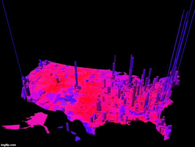 2016 Election by county and population density | image tagged in 2016 election by county and population density | made w/ Imgflip meme maker