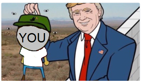 Trump throwing YOU over the Wall Blank Meme Template