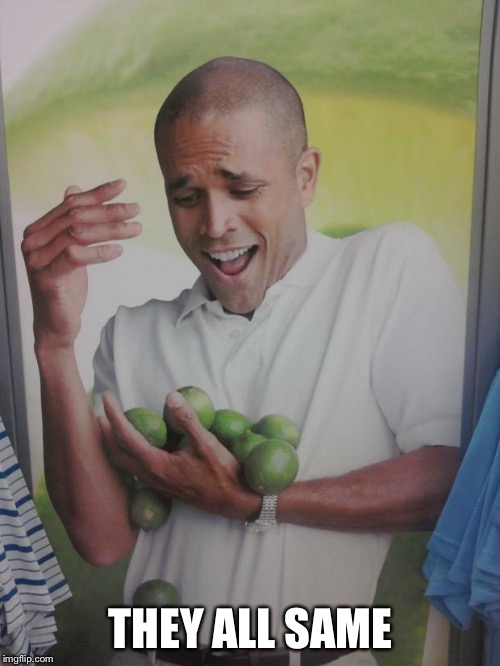 Why Can't I Hold All These Limes Meme | THEY ALL SAME | image tagged in memes,why can't i hold all these limes | made w/ Imgflip meme maker
