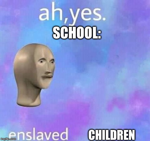 Ah yes,enslaved | SCHOOL:; CHILDREN | image tagged in ah yes enslaved | made w/ Imgflip meme maker