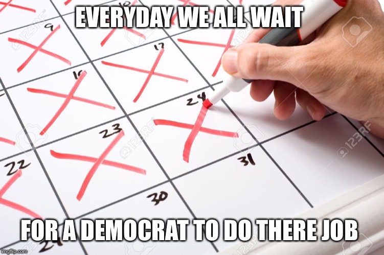 Calendar | EVERYDAY WE ALL WAIT; FOR A DEMOCRAT TO DO THERE JOB | image tagged in calendar | made w/ Imgflip meme maker