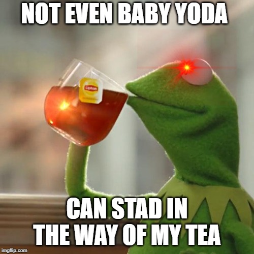 But That's None Of My Business Meme | NOT EVEN BABY YODA; CAN STAD IN THE WAY OF MY TEA | image tagged in memes,but thats none of my business,kermit the frog | made w/ Imgflip meme maker