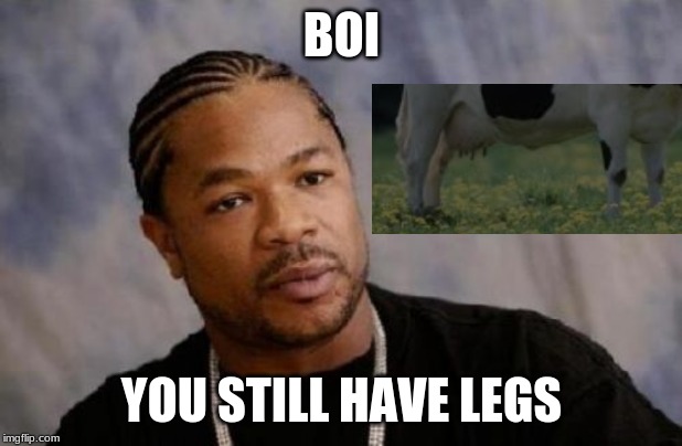 Serious Xzibit Meme | BOI YOU STILL HAVE LEGS | image tagged in memes,serious xzibit | made w/ Imgflip meme maker