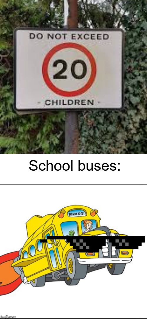 School buses: | image tagged in blank white template,the magic school bus,funny,memes,children,stupid signs | made w/ Imgflip meme maker