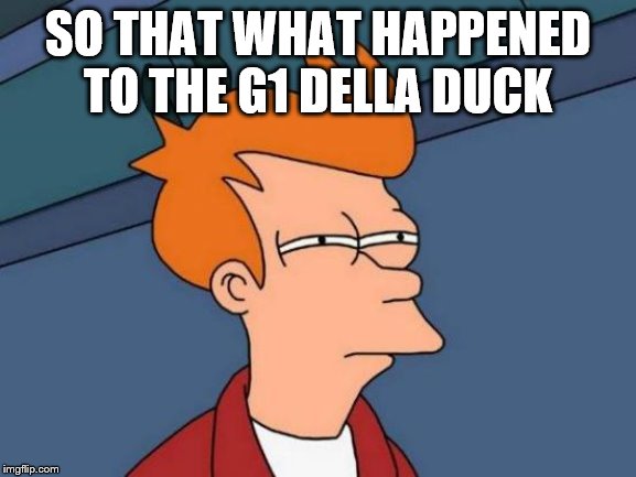 Futurama Fry Meme | SO THAT WHAT HAPPENED TO THE G1 DELLA DUCK | image tagged in memes,futurama fry | made w/ Imgflip meme maker