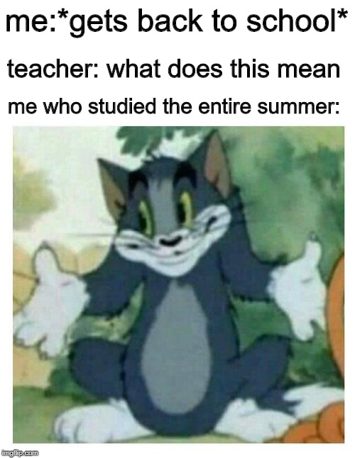 IDK Tom Template | me:*gets back to school*; teacher: what does this mean; me who studied the entire summer: | image tagged in idk tom template | made w/ Imgflip meme maker