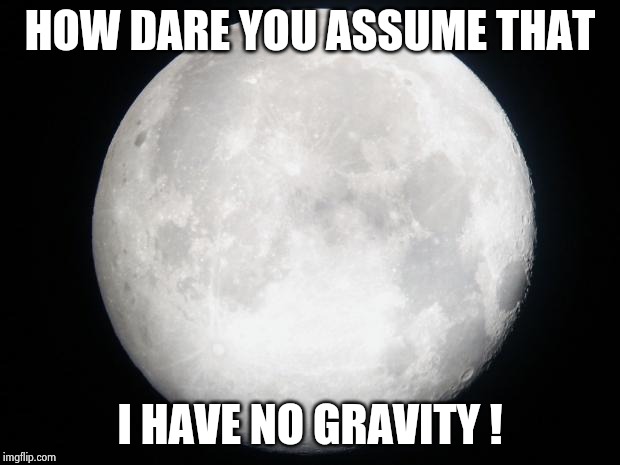 Full Moon | HOW DARE YOU ASSUME THAT I HAVE NO GRAVITY ! | image tagged in full moon | made w/ Imgflip meme maker