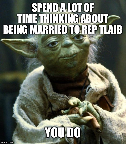 Star Wars Yoda Meme | SPEND A LOT OF TIME THINKING ABOUT BEING MARRIED TO REP TLAIB YOU DO | image tagged in memes,star wars yoda | made w/ Imgflip meme maker