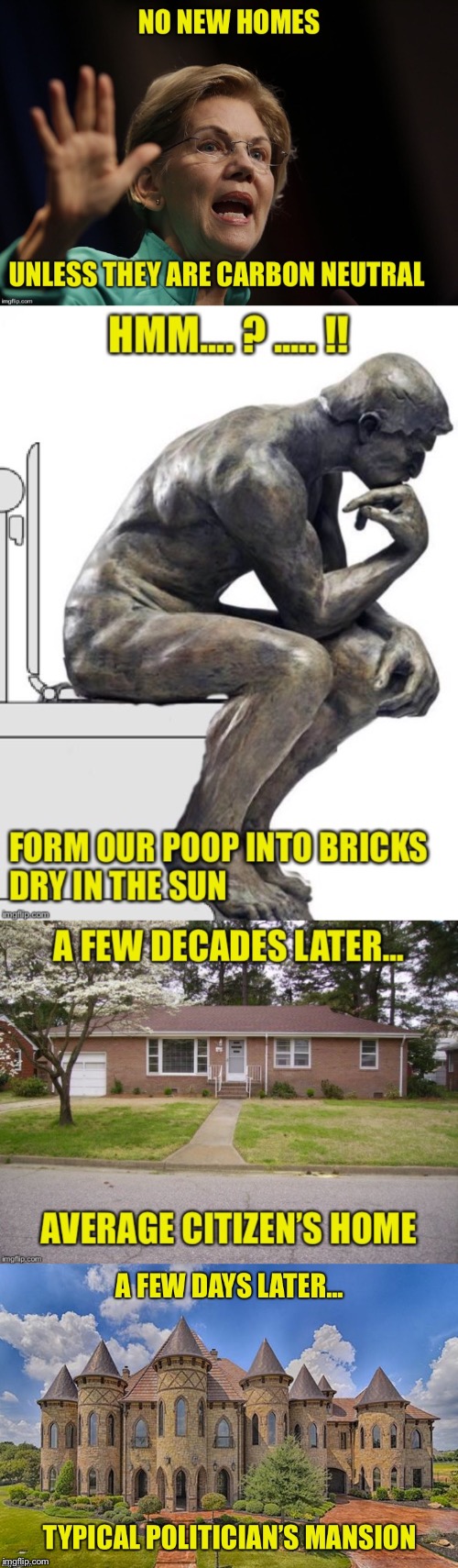 If Elizabeth Warren Were President, We’d All Be Pooping Bricks | image tagged in warren,election,climate,carbon neutral | made w/ Imgflip meme maker