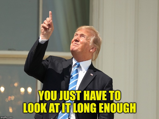 Trump Sun | YOU JUST HAVE TO LOOK AT IT LONG ENOUGH | image tagged in trump sun | made w/ Imgflip meme maker