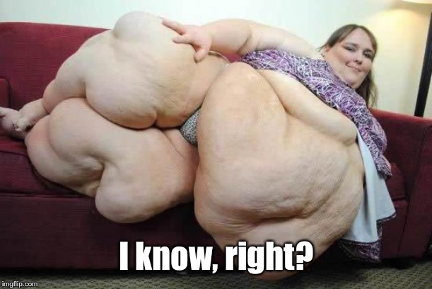 fat girl | I know, right? | image tagged in fat girl | made w/ Imgflip meme maker