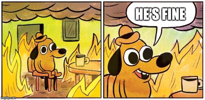 This is Fine (Blank) | HE'S FINE | image tagged in this is fine blank | made w/ Imgflip meme maker