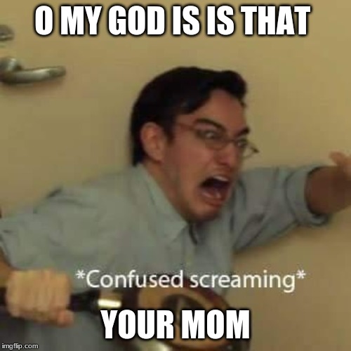 filthy frank confused scream | O MY GOD IS IS THAT; YOUR MOM | image tagged in filthy frank confused scream | made w/ Imgflip meme maker