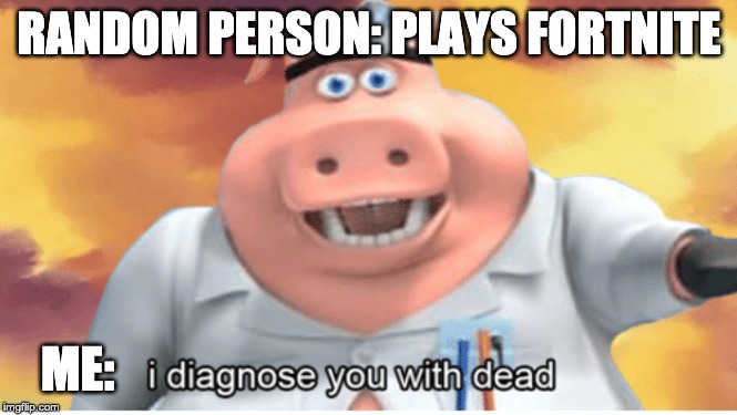 I diagnose you with dead | RANDOM PERSON: PLAYS FORTNITE; ME: | image tagged in i diagnose you with dead | made w/ Imgflip meme maker