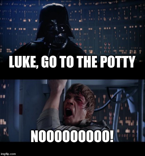 Star Wars No Meme | LUKE, GO TO THE POTTY; NOOOOOOOOO! | image tagged in memes,star wars no | made w/ Imgflip meme maker
