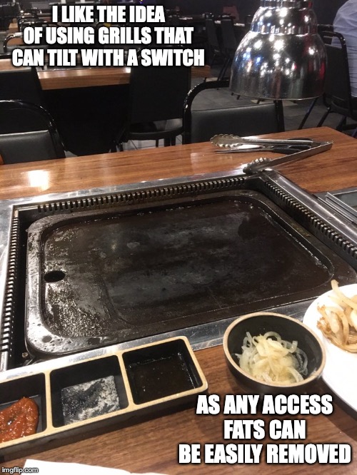 Volcano Stone Grill at Gorilla Grill | I LIKE THE IDEA OF USING GRILLS THAT CAN TILT WITH A SWITCH; AS ANY ACCESS FATS CAN BE EASILY REMOVED | image tagged in memes,grill,barbecue,food | made w/ Imgflip meme maker