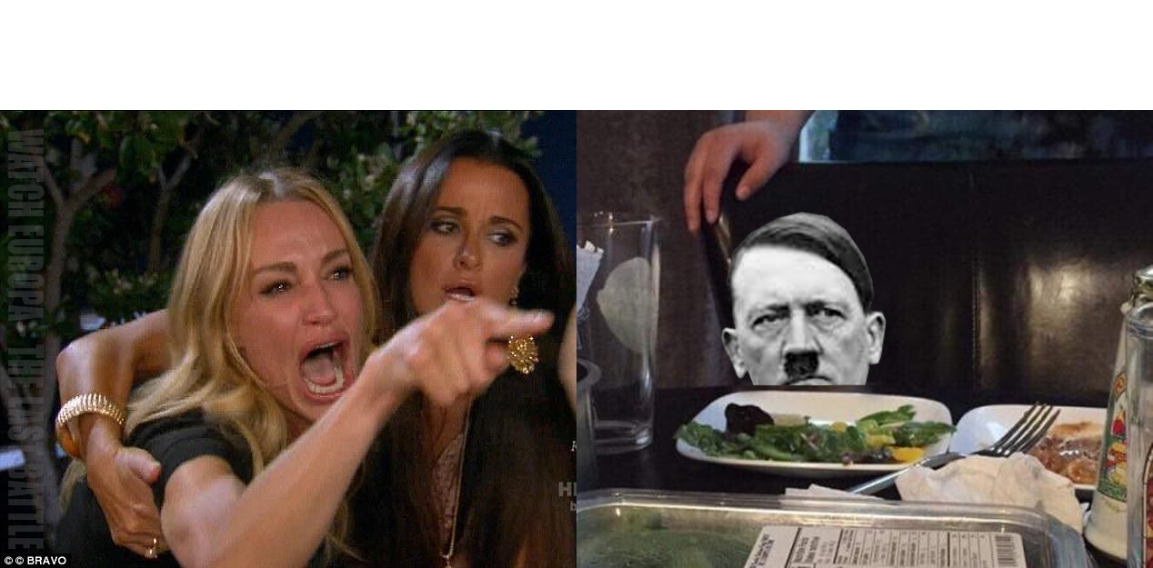 Woman Yelling At Hitler Blank Meme Template