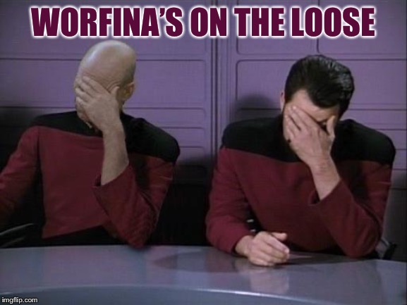 Double Facepalm | WORFINA’S ON THE LOOSE | image tagged in double facepalm | made w/ Imgflip meme maker