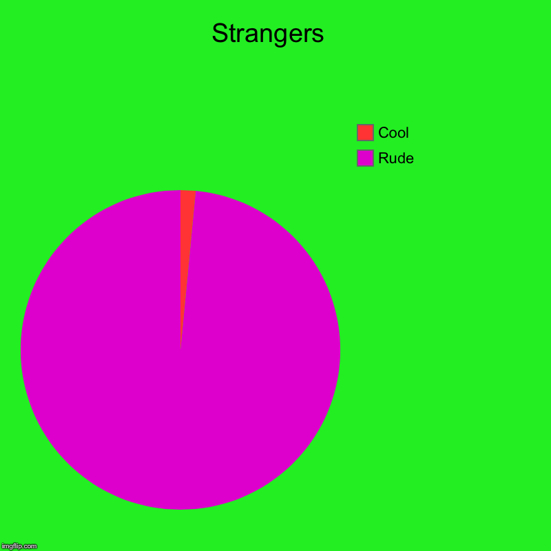 Strangers  | Rude, Cool | image tagged in charts,pie charts | made w/ Imgflip chart maker