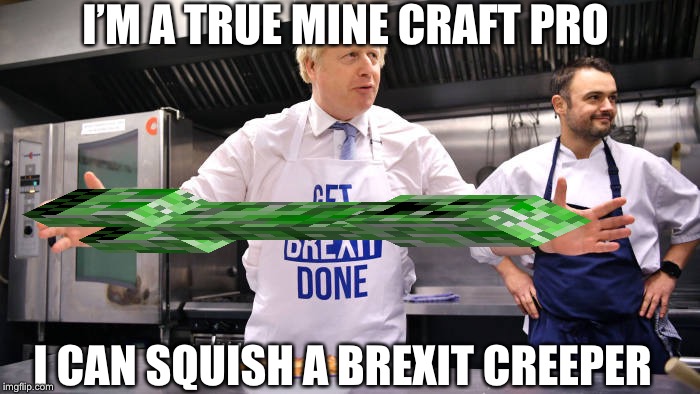 Boris | I’M A TRUE MINE CRAFT PRO; I CAN SQUISH A BREXIT CREEPER | image tagged in boris | made w/ Imgflip meme maker