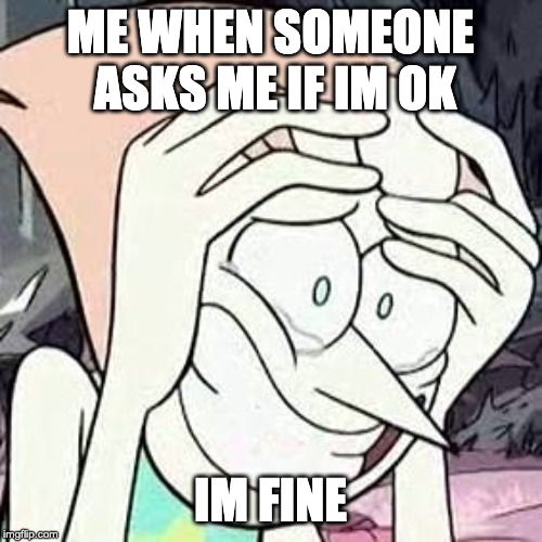 Steven universe | ME WHEN SOMEONE  ASKS ME IF IM OK; IM FINE | image tagged in steven universe | made w/ Imgflip meme maker